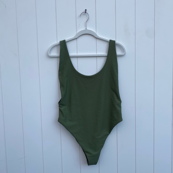 Aerie Super Scoop Cheeky One Piece Swimsuit in Green - Picture 1 of 11